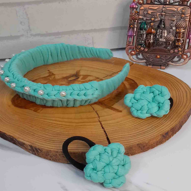 تل و کش مو سبز آبی روشن