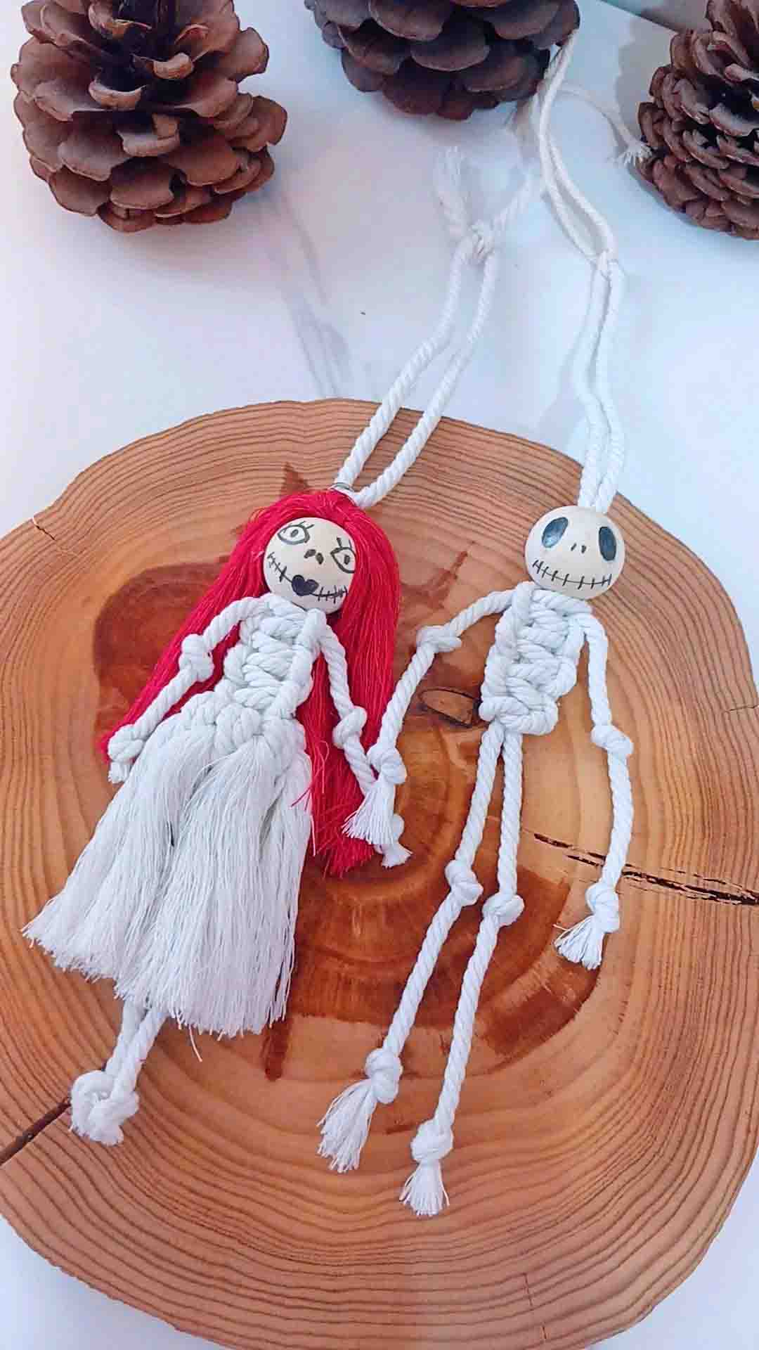 آویز عروسک مکرومه زوج هالووینی